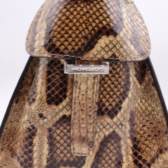 Michael Kors Gia Satchel, Mumbay Python, Molaus Natural Minor Defect, New - Picture 9 of 12